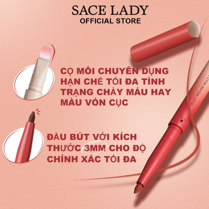 Chì Kẻ Viền Môi Sace Lady Velvet Mousse Multi Pencil Shade #02 0.2g - Ảnh 2