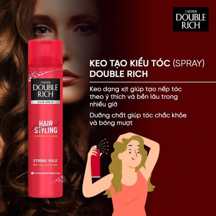 Xịt Tạo Kiểu Tóc Double Rich Giữ Tóc Cố Định 170ml - Ảnh 3