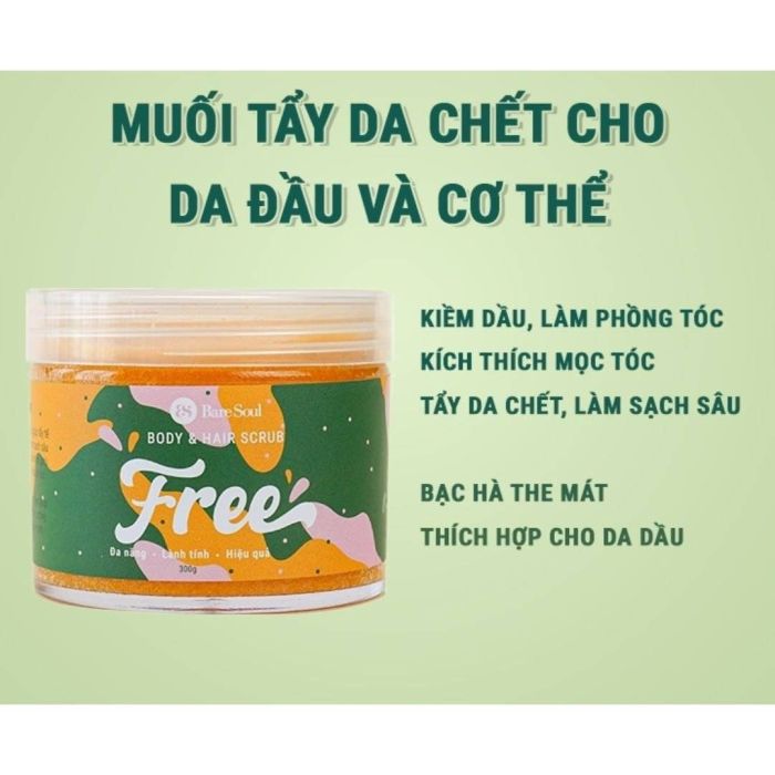 Muối Tắm Gội Tẩy Tế Bào Da Đa Năng Cho Tóc Và Cơ Thể BareSoul Free Body & Hair Scrub 300G - Ảnh 2