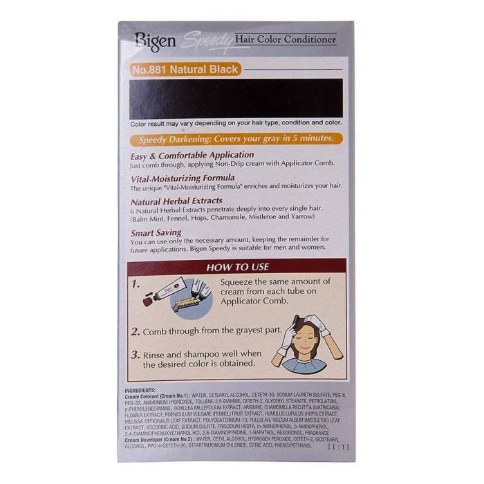 Thuốc Nhuộm Tóc Bigen Phủ Bạc Dạng Kem 881 Đen Tự Nhiên - Ảnh 2