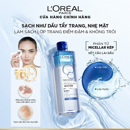 Nước Tẩy Trang L'Oreal Làm Sạch Sâu Trang Điểm 400ml - Ảnh 3